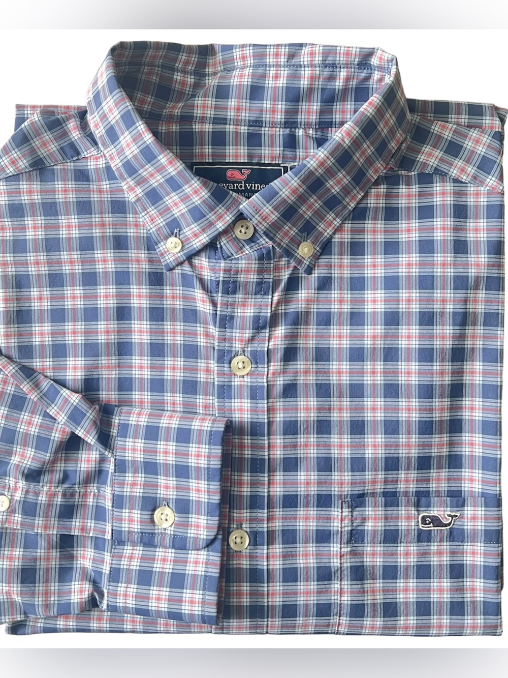 Vineyard Vines Performance Classic Fit Tucker Shirt Plaid Stretch Button Down M